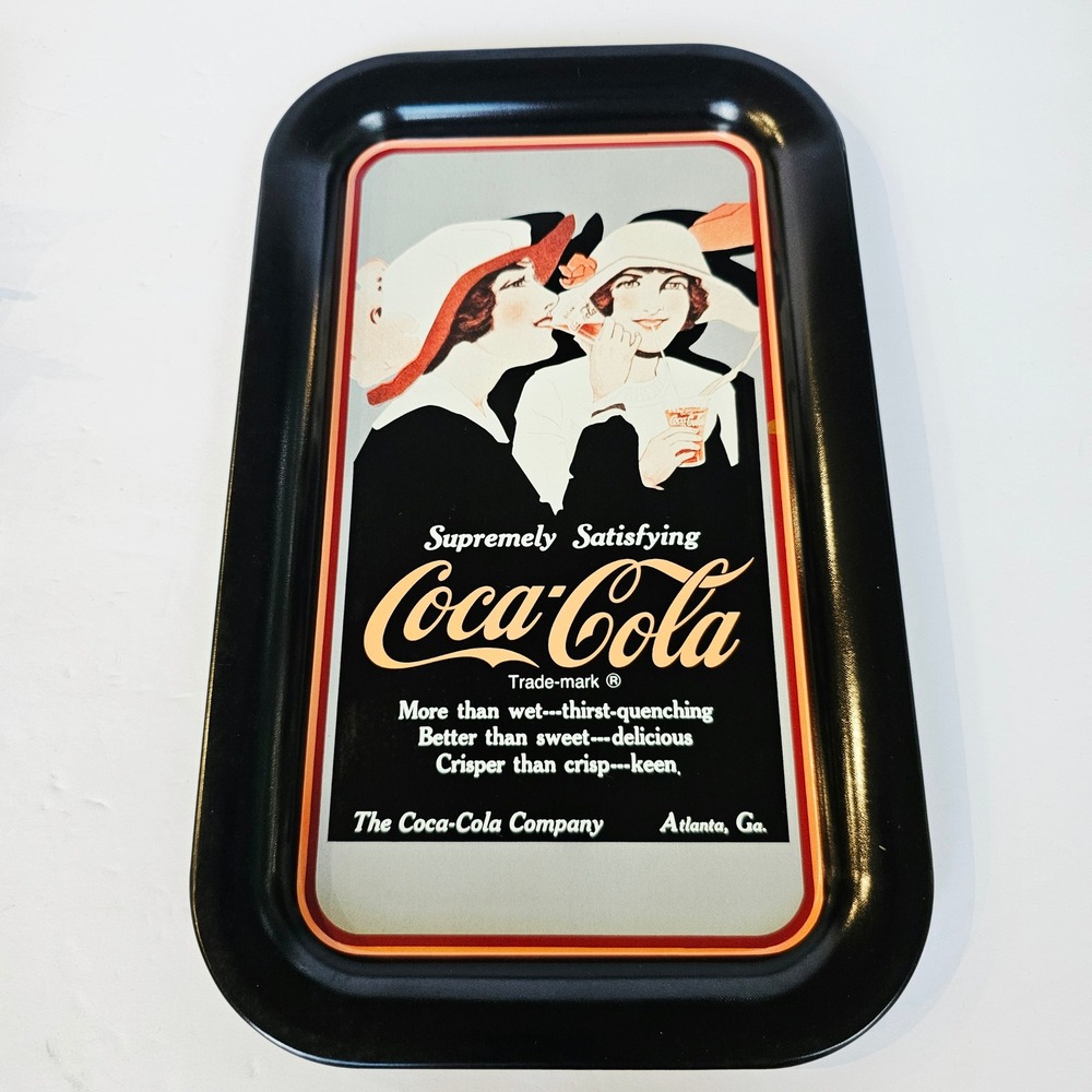 1992 Coca-Cola Metal Serving Tray Supremely Satisfying 1914 Ad Vintage Decor